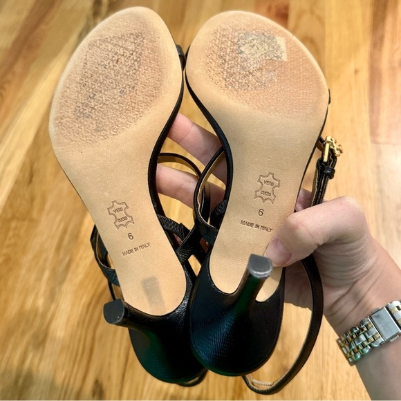 Tory Burch Black Leather Penelope Slingback Heels - Picture 7 of 7